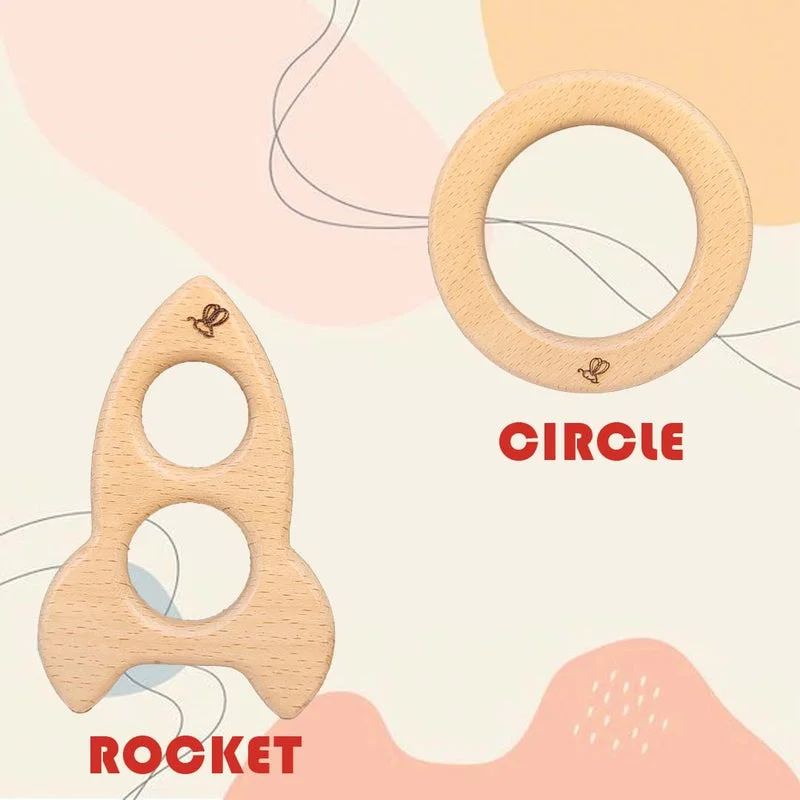 Rocket & Circular Wooden Teether